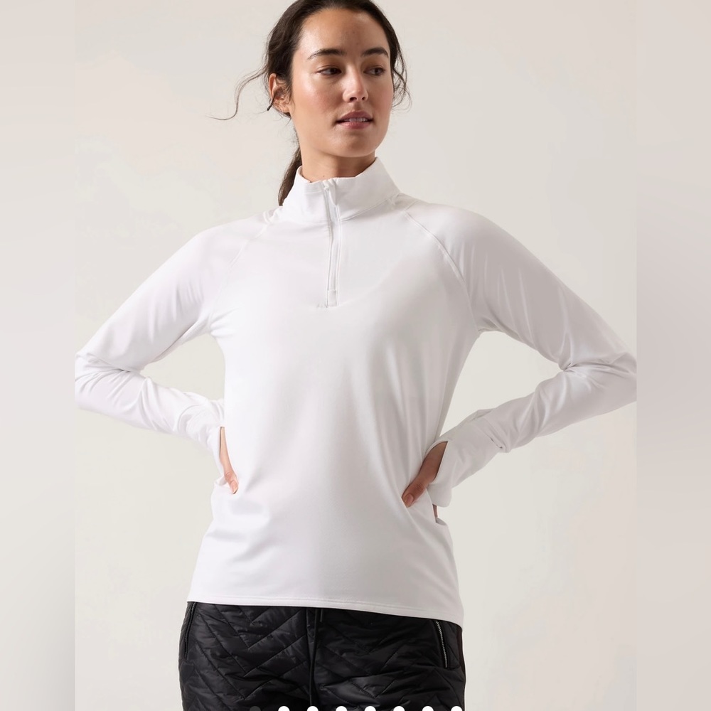 NWT-Athleta White Whistler Half Zip, Small - Picture 1 of 11